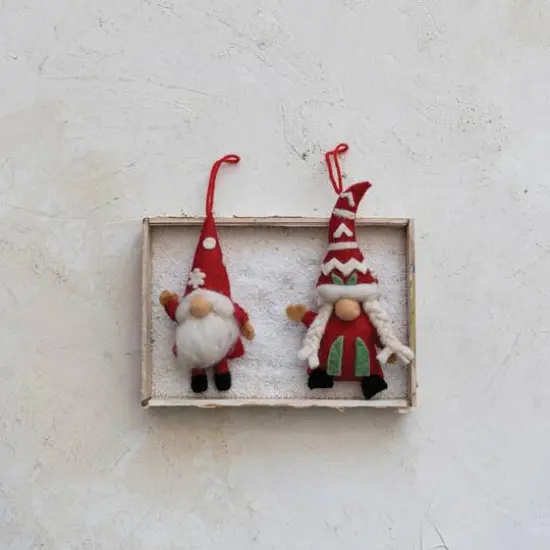 Hello Honey&reg; Handmade Wool Felt Gnome Ornament Set with Applique {4}