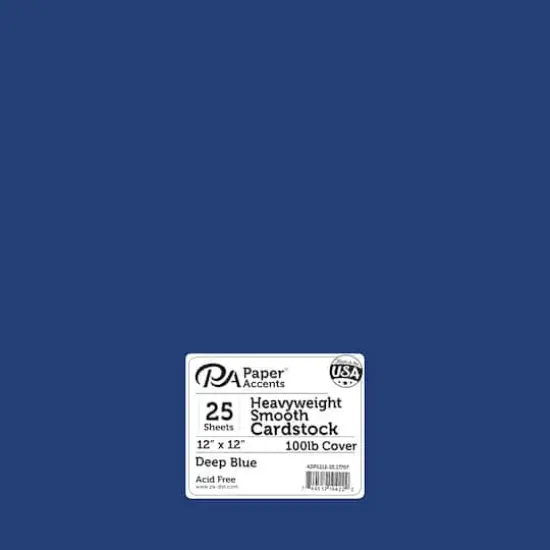 PA Paper&trade; Accents Smooth 12"x 12" Heavyweight Cardstock, 25 Sheets Deep Blue {1}