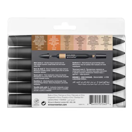 Winsor & Newton&reg; ProMarker&trade; 6 Marker Set, Skin Tones 2 {3}