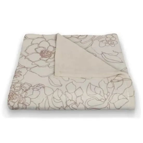 Line Floral Coral Fleece Blanket Pink {3}