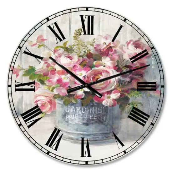 Designart Maison Des Fleurs III Farmhouse Wall Clock {1}