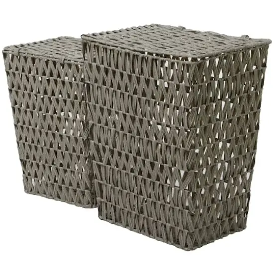 Gray Metal Storage Basket with Matching Lids Set of 2 22", 19" {4}
