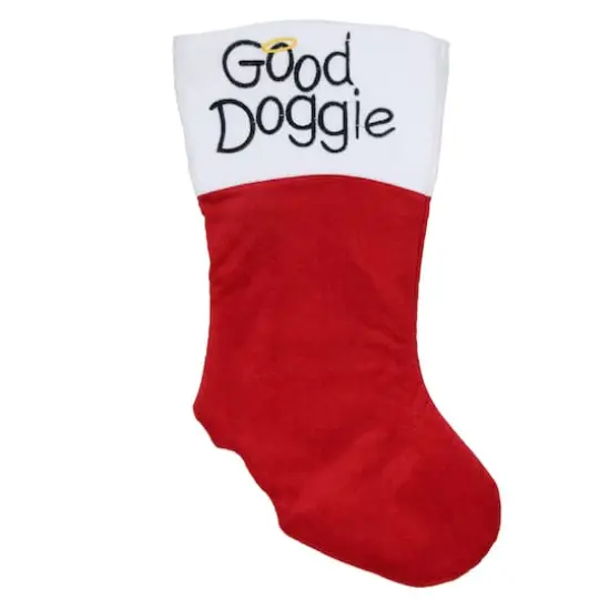 19" Embroidered "Good Doggie" Christmas Stocking {3}