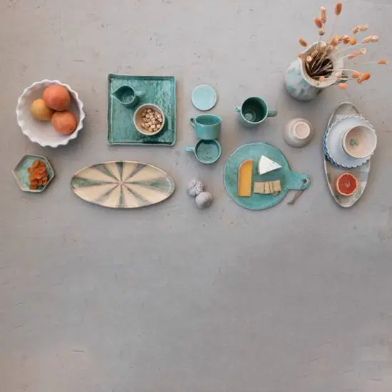 Hello Honey&reg; 11" Square Aqua Reactive Crackle Glaze Stoneware Serving Trays, 6ct. {10}