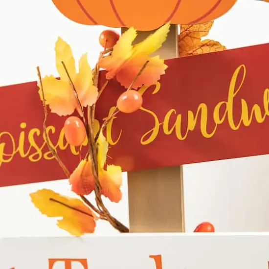 Glitzhome&reg; 42.75" Thanksgiving Wooden Turkey Word Sign Porch D&eacute;cor {6}