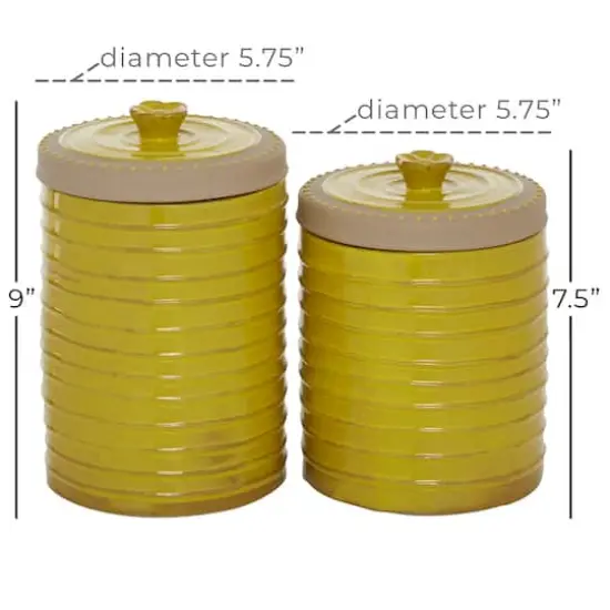 Yellow Ceramic Farmhouse Decorative Jar Set {7}