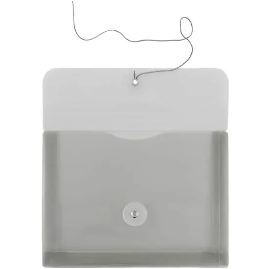 JAM Paper 5.25" x 7.5" Booklet Plastic Envelopes with Button and String Closure, 24ct. Smoke Gray {5}