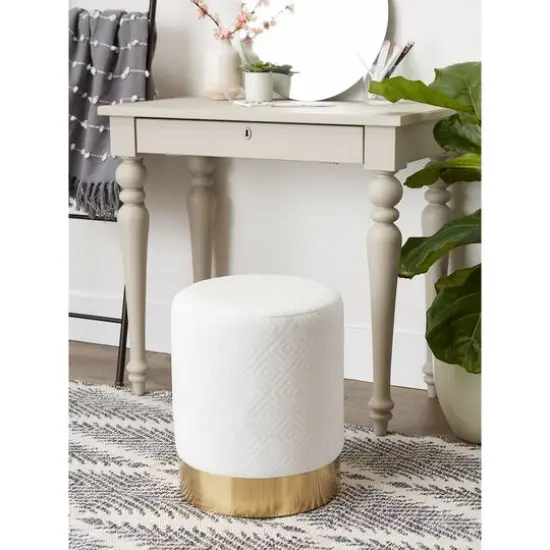 16.5" White Velvet Stool {5}