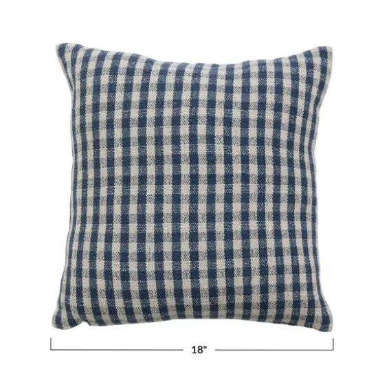 Hello Honey&reg; Blue & White Gingham Woven Recycled Cotton Blend Pillow Cover {3}