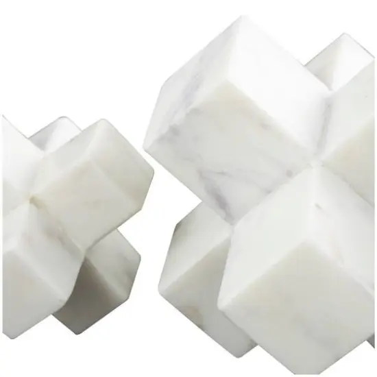 White Marble Geometric Jack Sculpture Set {6}