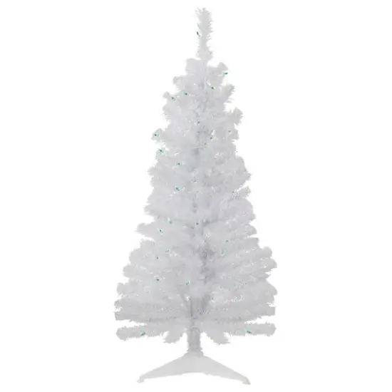 4ft. Pre-Lit White Rockport Pine Artificial Christmas Tree, Green Lights {1}