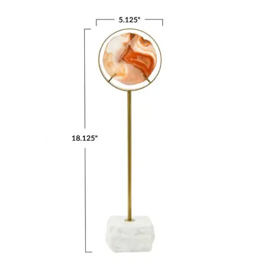 Hello Honey&reg; 18" Marbled Orange Decorative Agate Slice Accent on Stand {13}