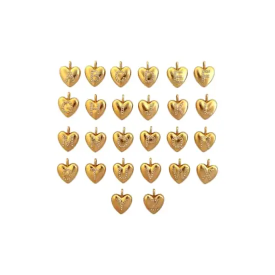 Blue Moon Studio&trade; Gold Mirror-Plated Heart Alphabet Charm Set {3}