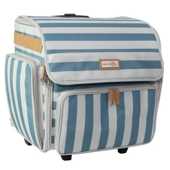 Everything Mary Blue & White Deluxe Collapsible Rolling Craft Bag {3}