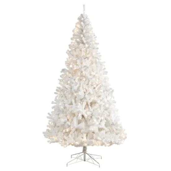 9ft. Pre-Lit White Artificial Christmas Tree, Clear LED Lights {1}