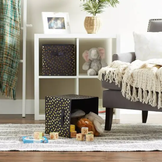 DII&reg; 11" Black & Gold Dots Storage Cube, 2ct. {10}