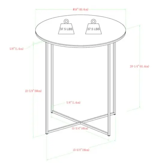 Walker Edison 16" Glam Round Side Table Dark Walnut/Gold {7}