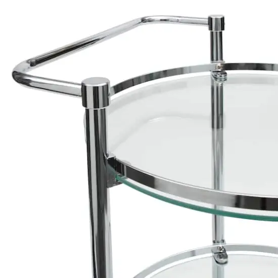 Organize It All Chrome 3-Tier Circular Tempered Glass Rolling Serving Cart {5}