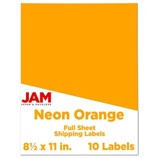 JAM Paper Shipping Labels, 8.5" x 11" Neon Orange {1}