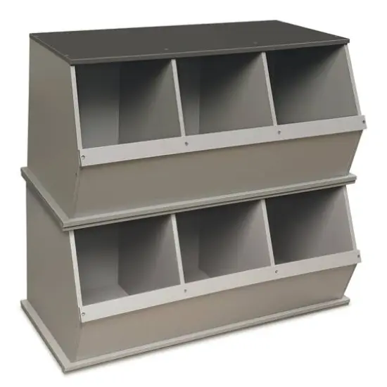 Badger Basket 3 Bin Stackable Storage Cubby Light Gray/Dark Gray {8}