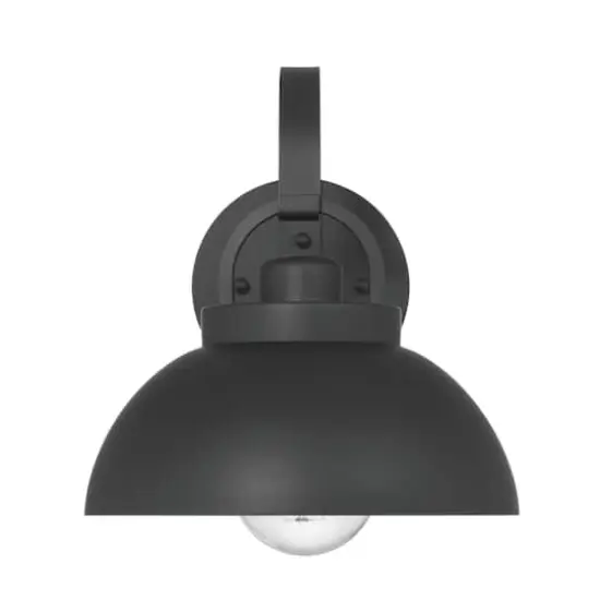 Hello Honey&reg; Easton Matte Black Modern Farmhouse Metal Shade & Exposed Bulb Wall Mounted Outdoor Light {8}
