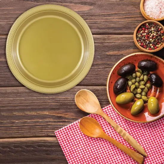 JAM Paper 10.25" Plastic Party Plates, 20ct. Gold {5}