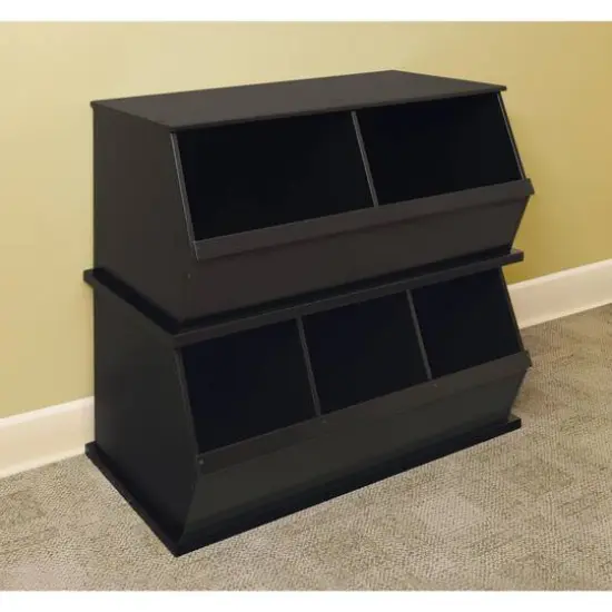 Badger Basket 3 Bin Stackable Storage Cubby Espresso {11}