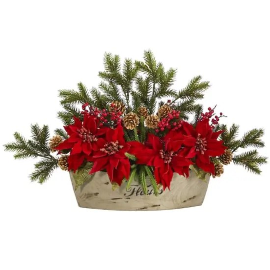 18'' Poinsettia, Succulent & Pine Plant in Decorative Vase {1}