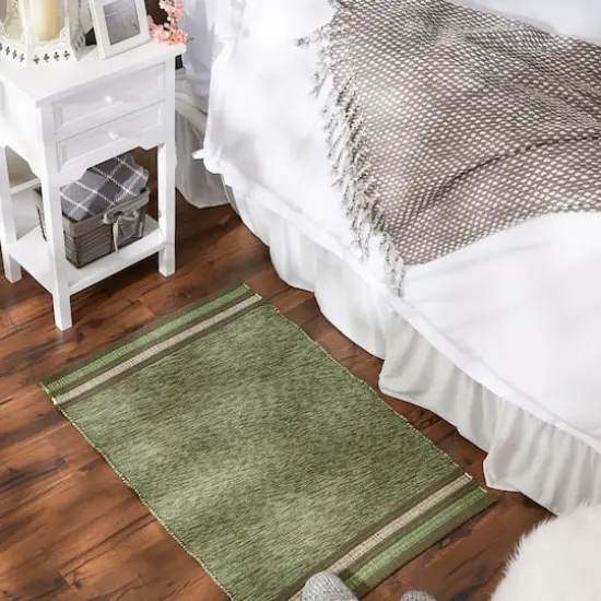 DII&reg; Modern Stripe Variegated Handwoven Recycled Yarn Rug, 2ft. x 3ft. Artichoke {6}