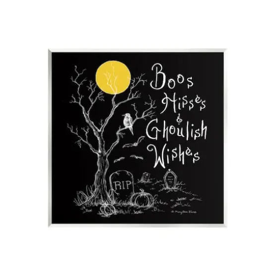 Stupell Industries Boos Hisses & Ghoulish Wishes Halloween Wall Plaque Art {1}