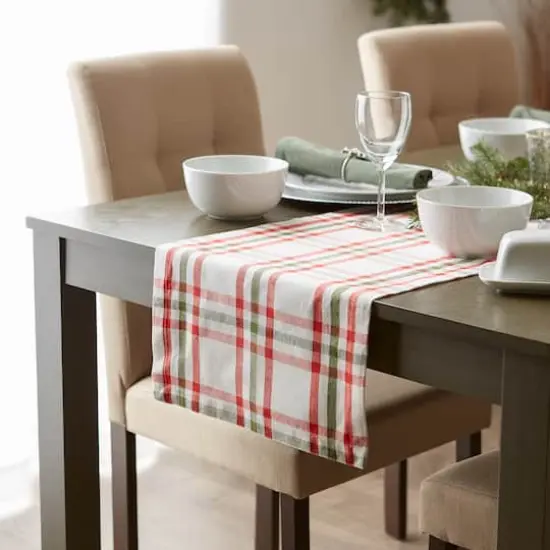 DII® 108" Jolly Tree Collection Nutcracker Plaid Table Runner {10}