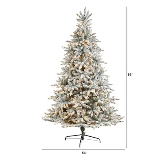 8ft. Pre-Lit Flocked West Virginia Spruce Artificial Christmas Tree, Clear Lights {8}