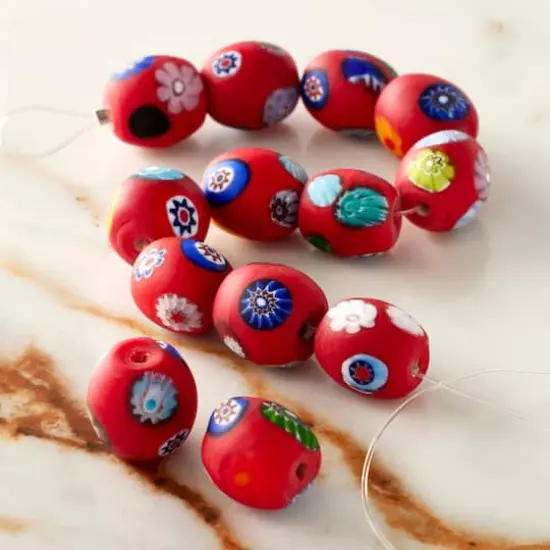 Red Millefiori Oval Beads by Bead Landing&reg; {3}