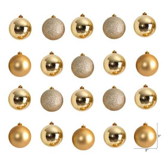 20ct. 3" Gold Shatterproof Christmas Ornaments {3}