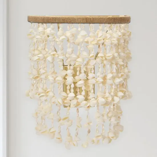 Hello Honey&reg; 10" Round Metal and Shell Wall Sconce {3}