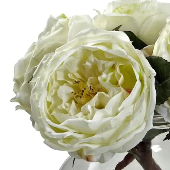 8" White Fancy Rose In Glass Vase {3}