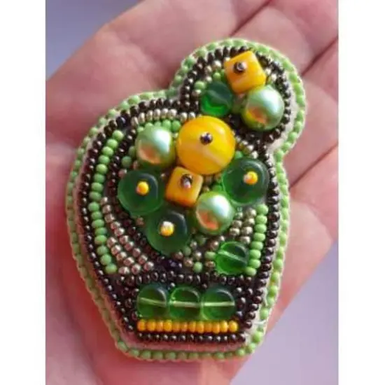 Crystal ArtBeadwork Kit For Creating Brooch Bright Cactus {3}