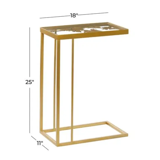 25" Gold Metal Contemporary Accent Table {8}