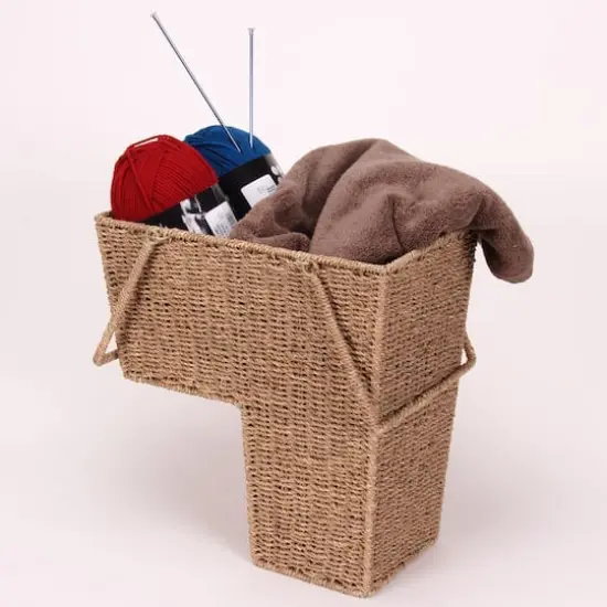 Household Essentials Seagrass & Corn Husk Wicker Stair Basket  {8}