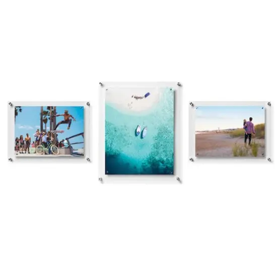 Wexel Art Gallery Wall Single Panel Acrylic Floating Frames & Magnets Set of 3 Silver {1}