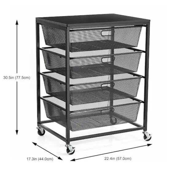 Metro 4-Drawer Rolling Cart by Simply Tidy&reg; Black {5}