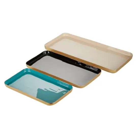 Multi Colored Metal Contemporary Tray Set {1}
