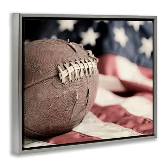 Stupell Industries Football & American Flag Floater Framed Art Gray {4}