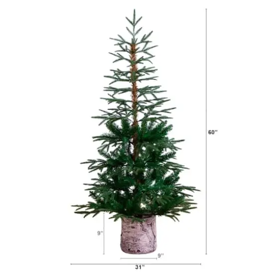 5ft. Unlit Woodland Fir Artificial Christmas Tree in Decorative Planter {7}