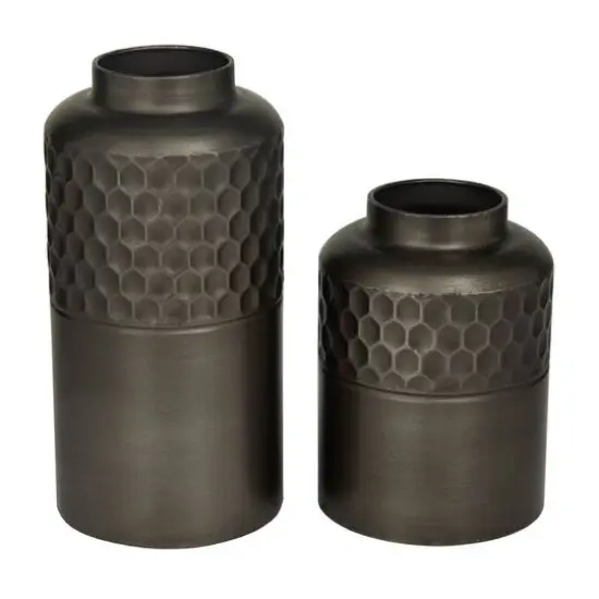 Dark Gray Metal Modern Vase Set {1}