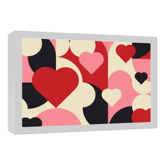 Mid Mod Heart Pattern White Framed Canvas {3}