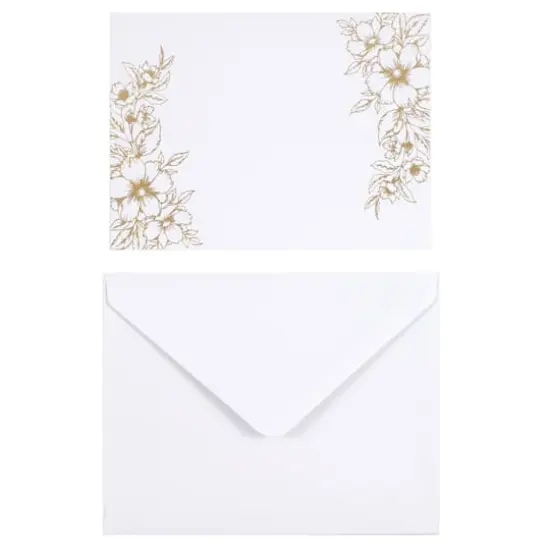 Gold Floral Flat Cards & Envelopes by Recollections&trade;, 4.25" x 5.5" {4}