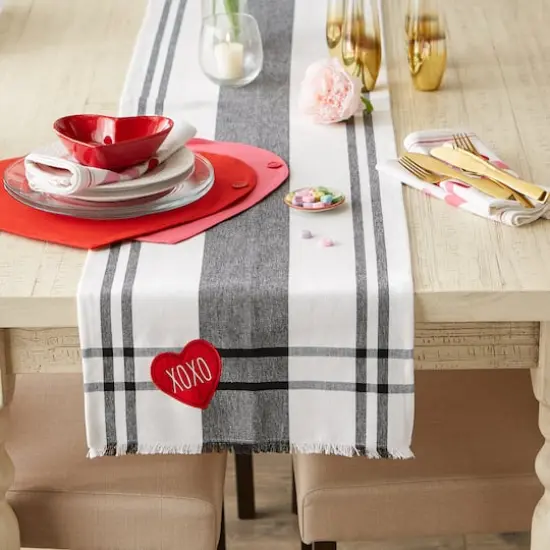 DII&reg; 72" Heart XOXO Plaid Table Runner {4}
