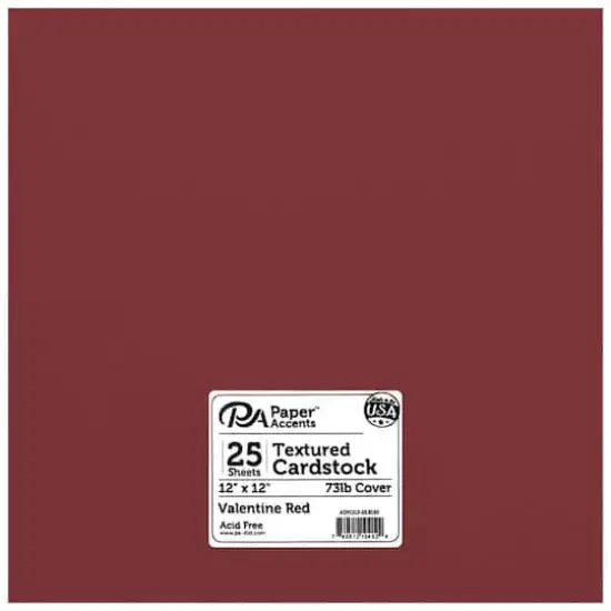 PA Paper™ Accents 12" x 12" 73lb. Textured Muslin Cardstock, 25 sheets Valentine Red {1}