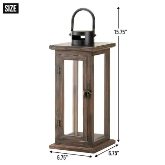 15.75" Lodge Wooden Lantern {4}